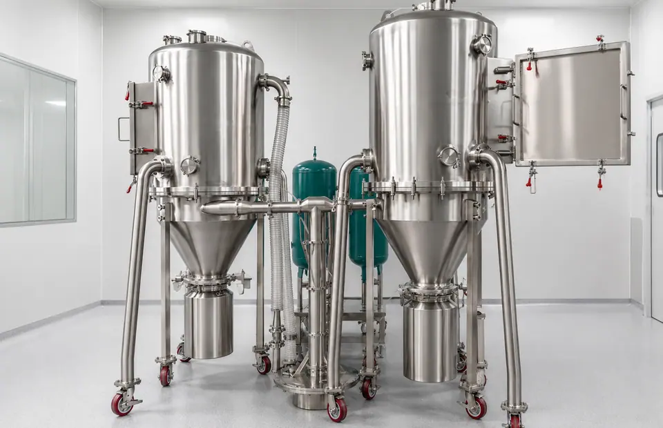 Pharmaceutical vacuum conveying and powder handling equipment in a cleanroom production area
